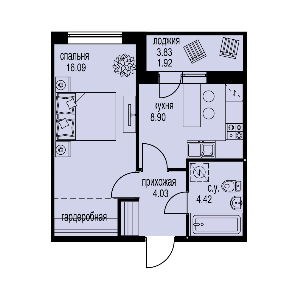 1-комнатная, 35 м² — ЖК ЖК ID Мурино (Айди Мурино)