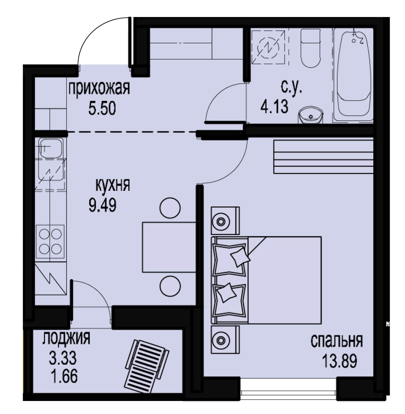 1-комнатная, 35 м² — ЖК ЖК ID Мурино (Айди Мурино)