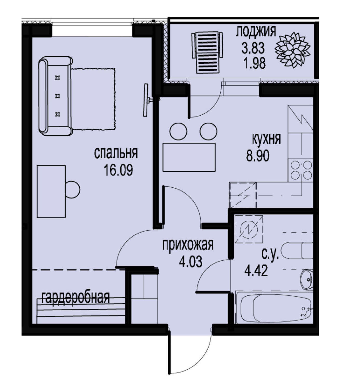 1-комнатная, 35 м² — ЖК ЖК ID Мурино (Айди Мурино)