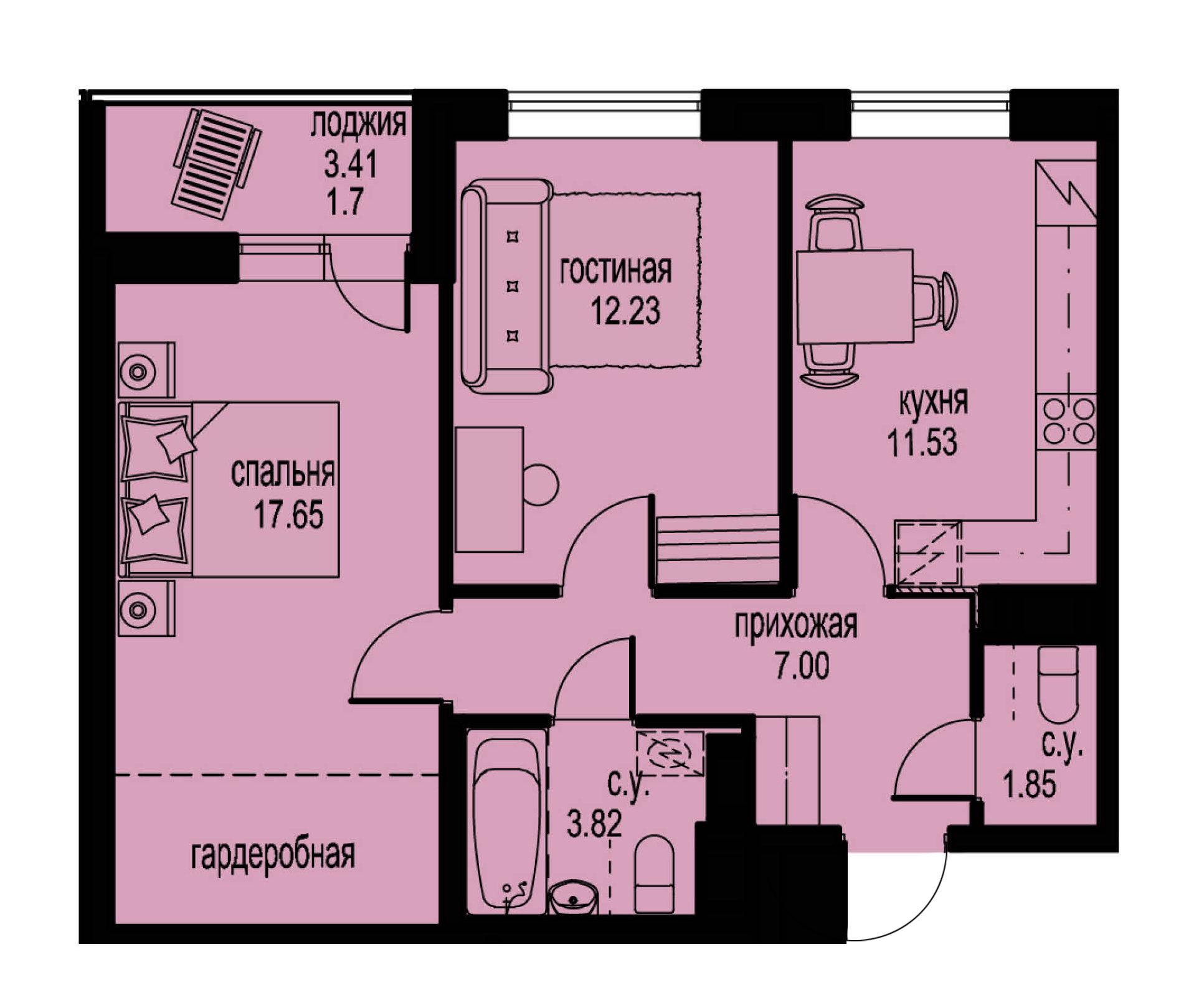 2-комнатная, 56 м² — ЖК ЖК ID Мурино (Айди Мурино)