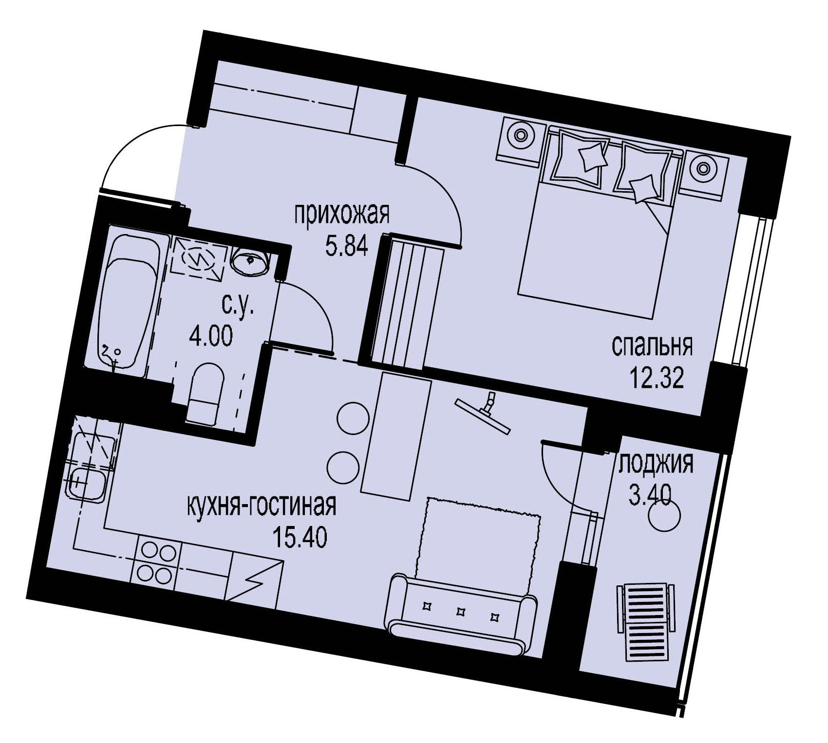 1-комнатная, 39 м² — ЖК ЖК ID Мурино (Айди Мурино)