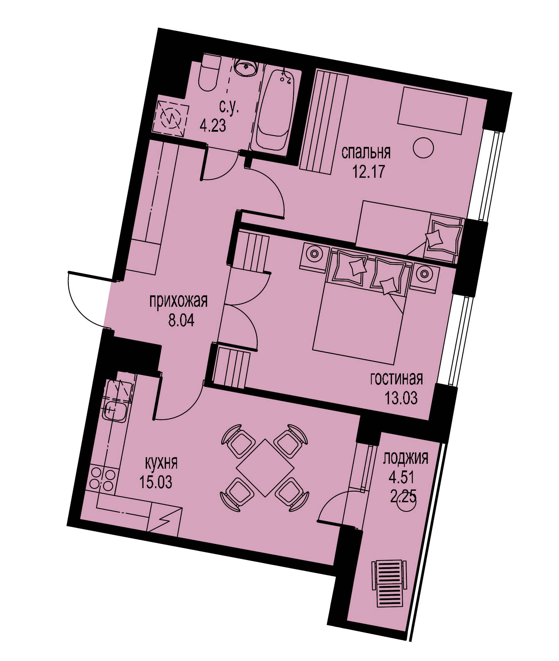 2-комнатная, 55 м² — ЖК ЖК ID Мурино (Айди Мурино)
