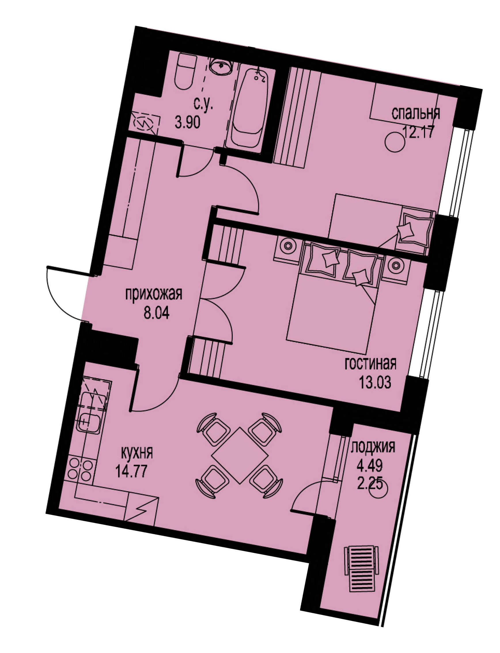2-комнатная, 54 м² — ЖК ЖК ID Мурино (Айди Мурино)
