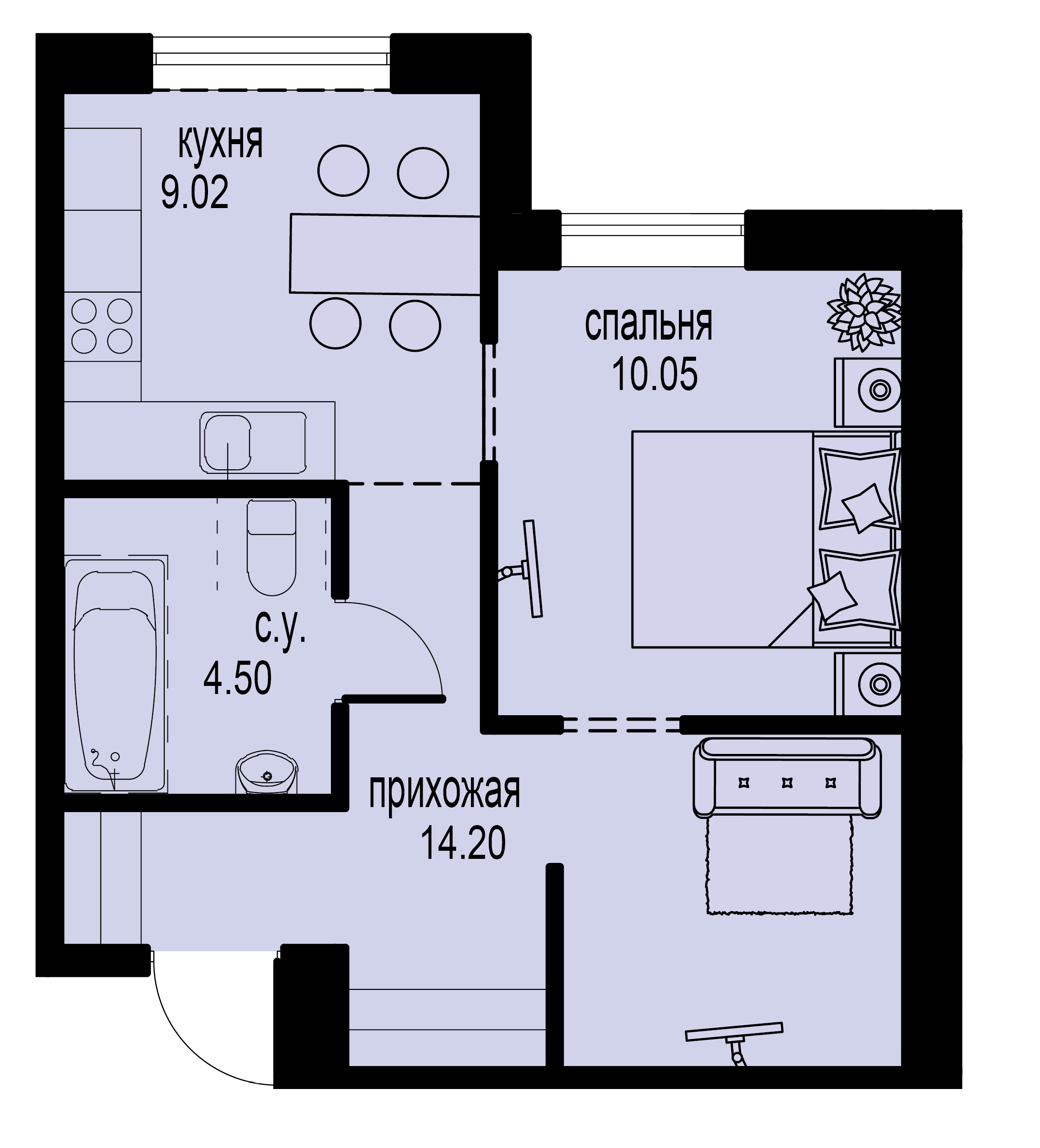 1-комнатная, 38 м² — ЖК ЖК ID Мурино (Айди Мурино)