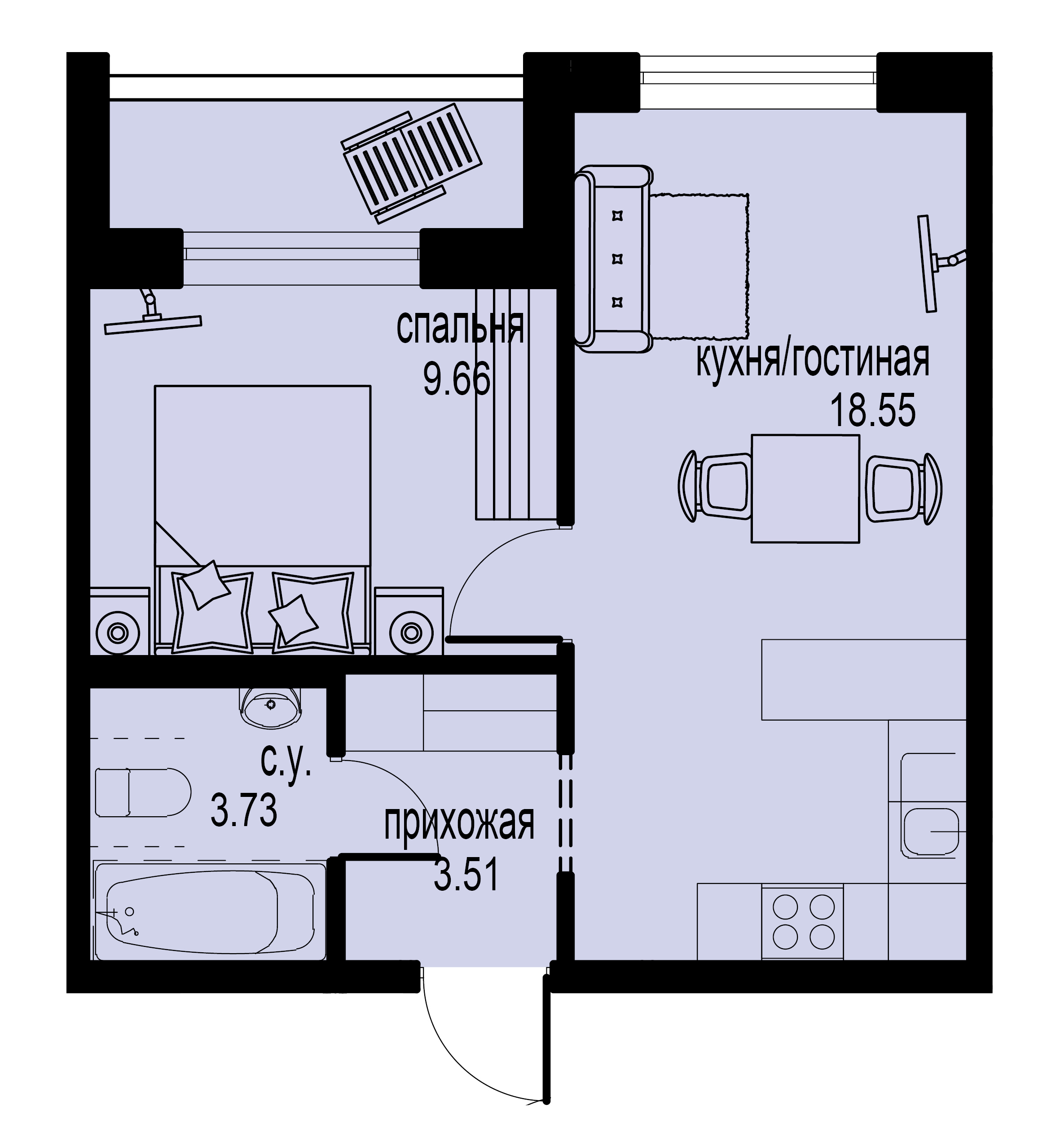 1-комнатная, 35 м² — ЖК ЖК ID Мурино (Айди Мурино)