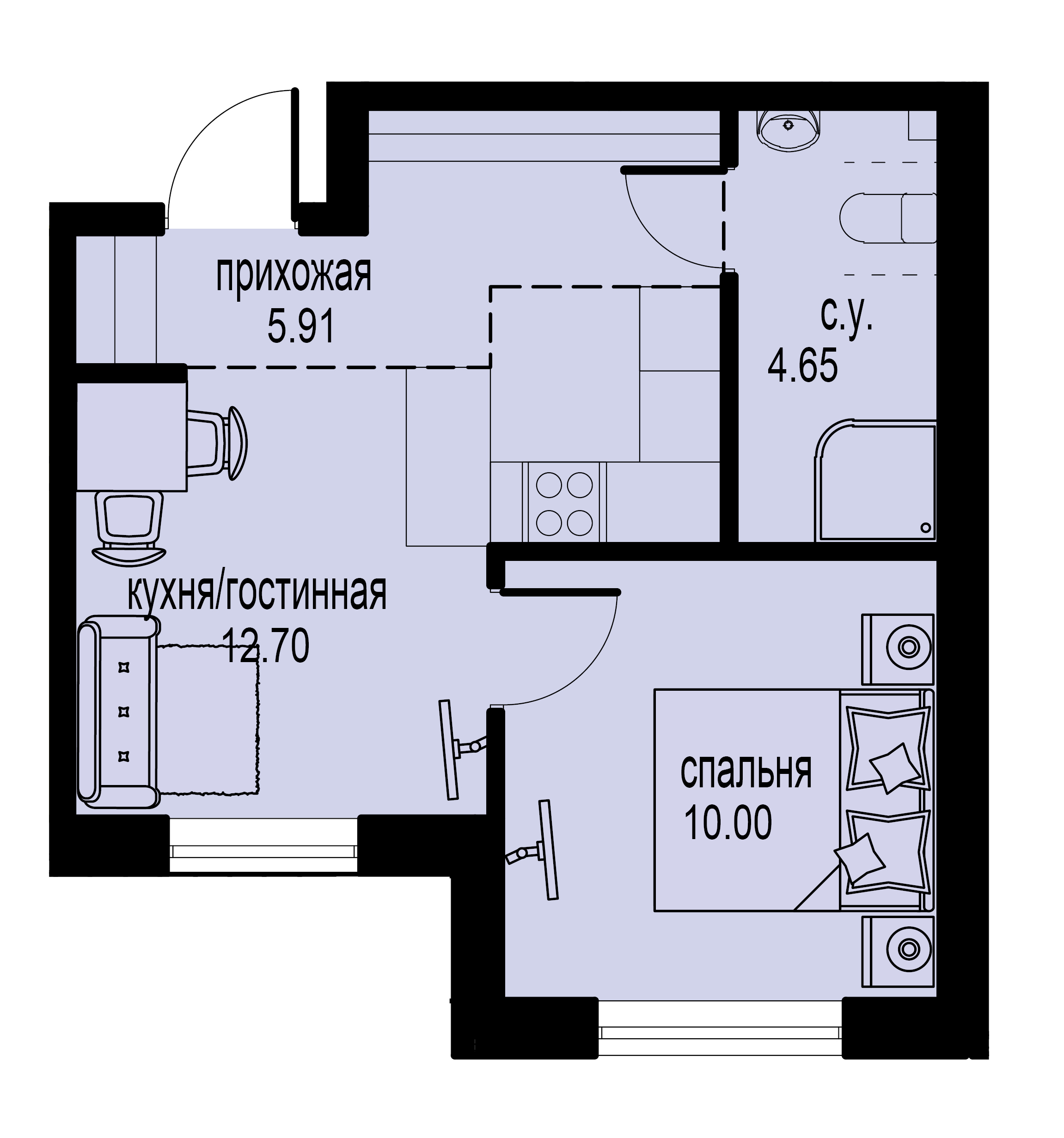 1-комнатная, 33 м² — ЖК ЖК ID Мурино (Айди Мурино)