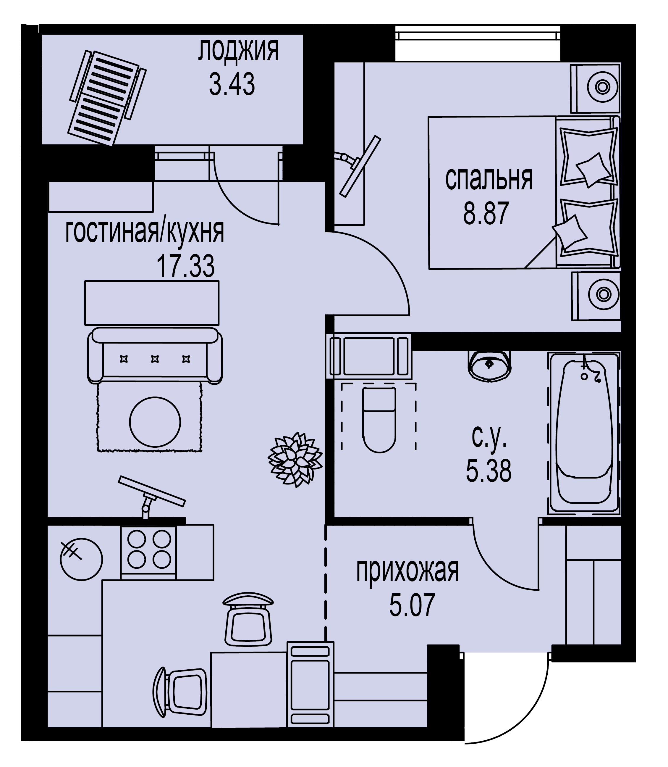 1-комнатная, 39 м² — ЖК ЖК ID Мурино (Айди Мурино)