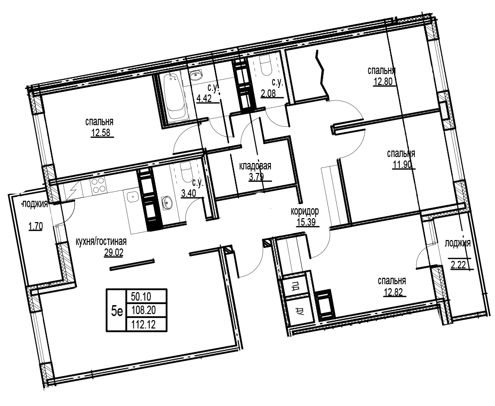 4-комнатная, 112 м² — ЖК ЖК ID Мурино (Айди Мурино)