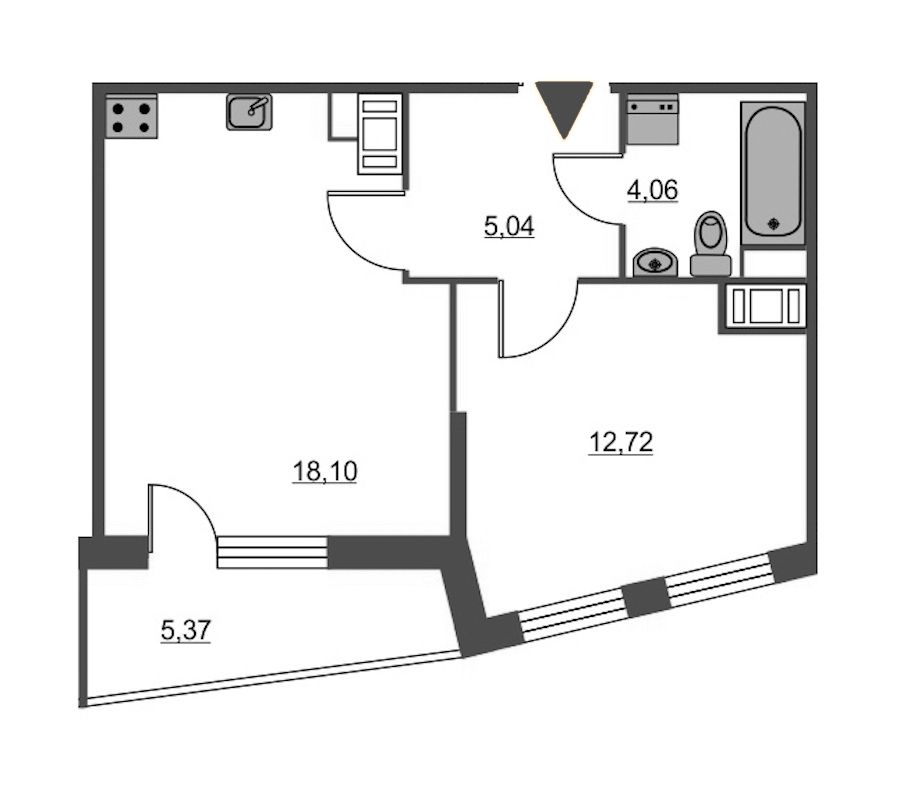 1-комнатная, 43 м² — ЖК ЖК Питер