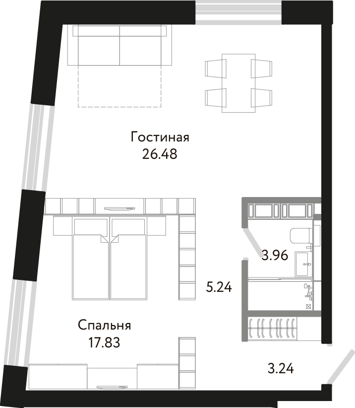 Студия, 57 м² — ЖК Апарт-отель Next (Некст)
