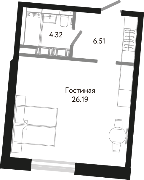 Студия, 37 м² — ЖК Апарт-отель Next (Некст)