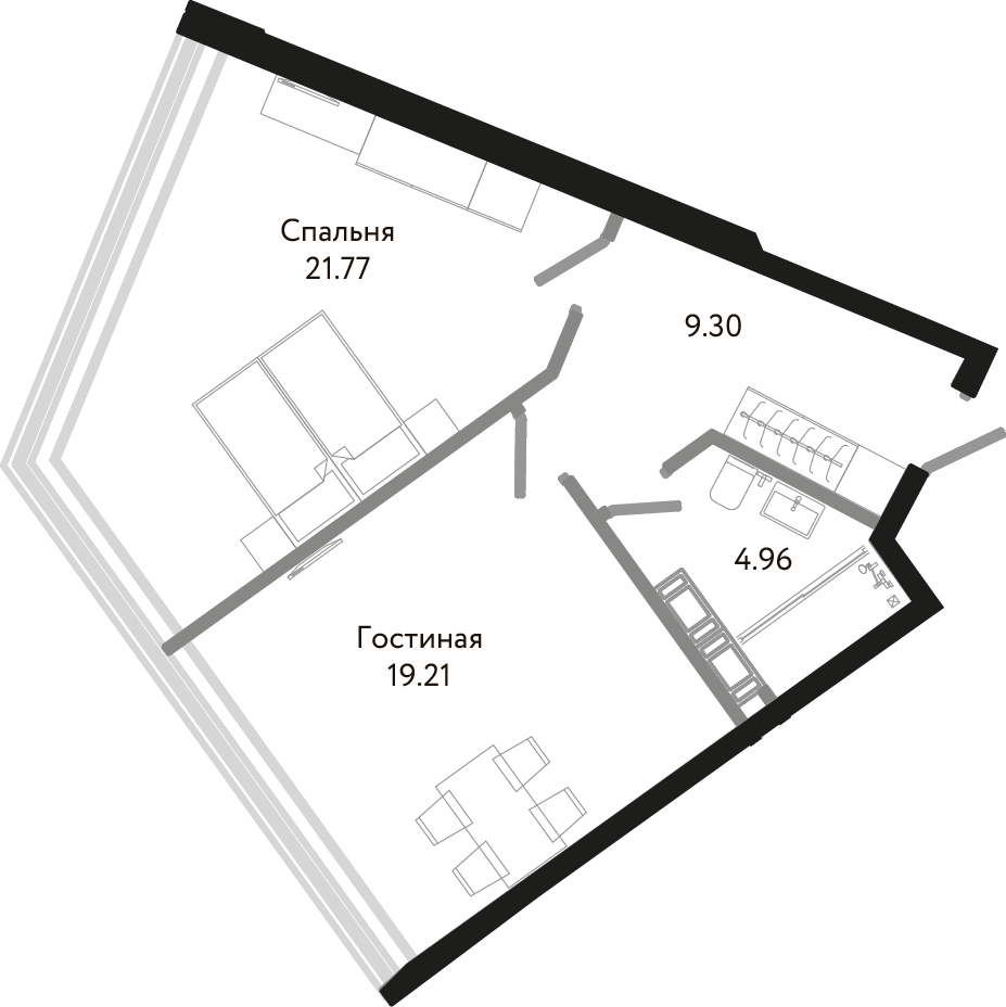 1-комнатная, 55 м² — ЖК Апарт-отель Next (Некст)
