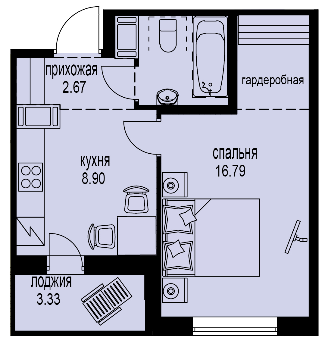 1-комнатная, 34 м² — ЖК ЖК ID Мурино (Айди Мурино)