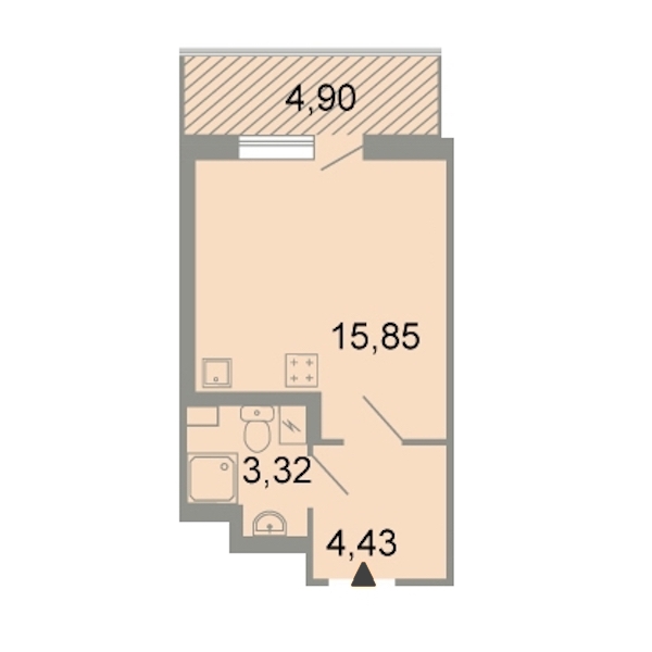 Студия, 26 м² — ЖК ЖК Клёны