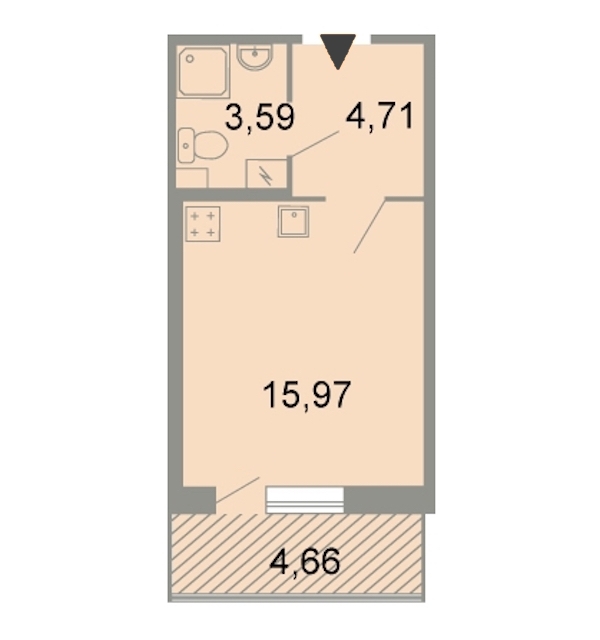 Студия, 26 м² — ЖК ЖК Клёны