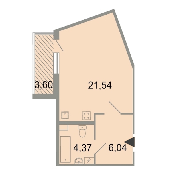 Студия, 33 м² — ЖК ЖК Клёны