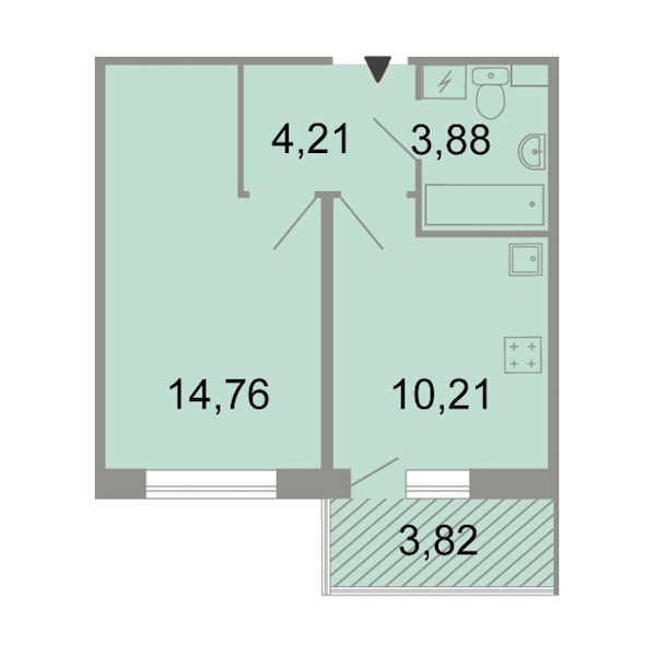1-комнатная, 35 м² — ЖК ЖК Клёны