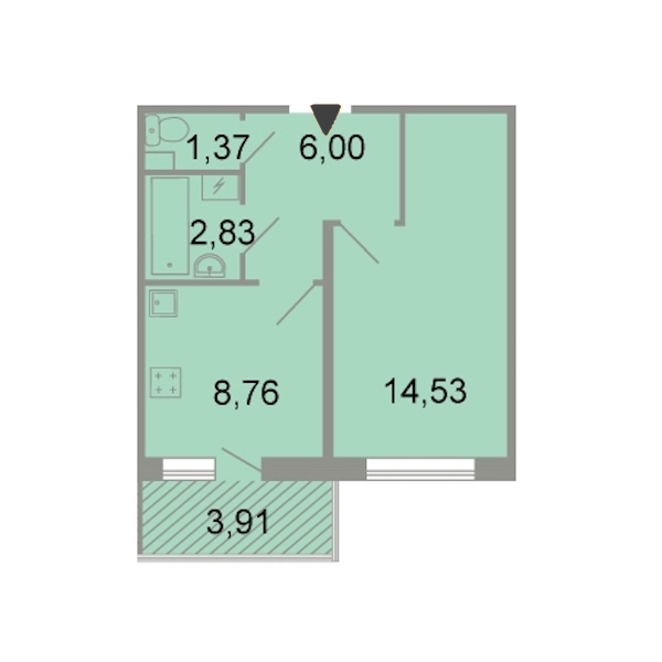 1-комнатная, 36 м² — ЖК ЖК Клёны