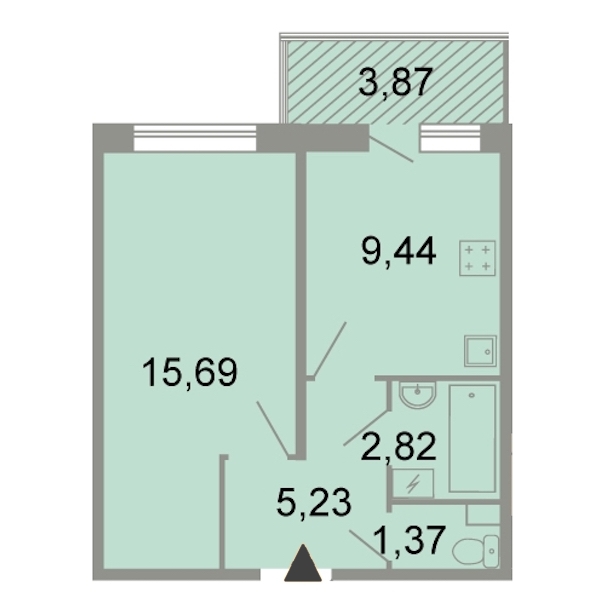 1-комнатная, 36 м² — ЖК ЖК Клёны