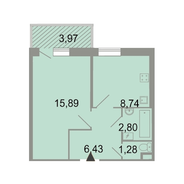 1-комнатная, 38 м² — ЖК ЖК Клёны