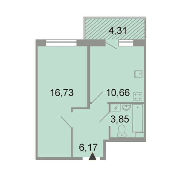 1-комнатная, 40 м² — ЖК ЖК Клёны