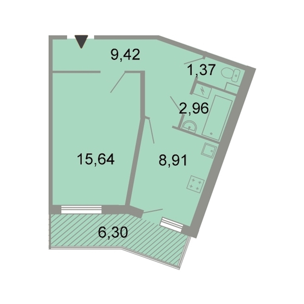 1-комнатная, 40 м² — ЖК ЖК Клёны