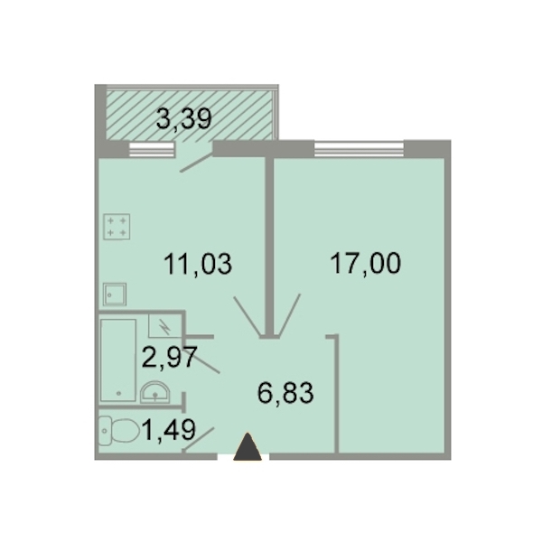 1-комнатная, 41 м² — ЖК ЖК Клёны