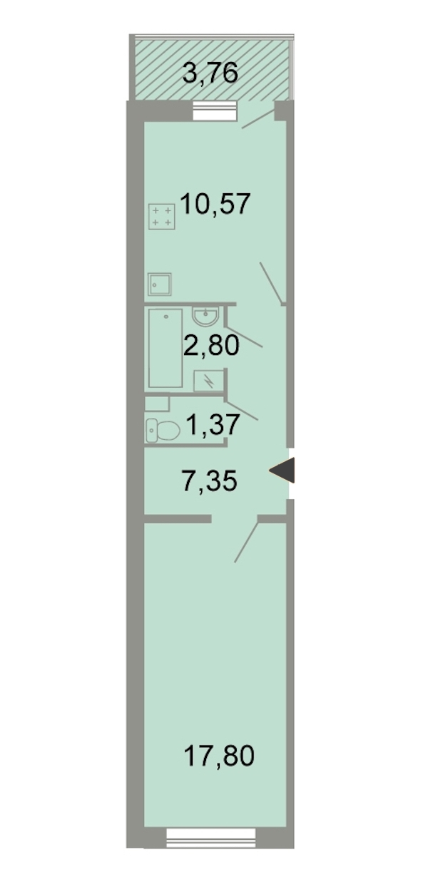 1-комнатная, 41 м² — ЖК ЖК Клёны
