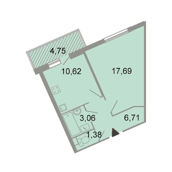 1-комнатная, 41 м² — ЖК ЖК Клёны