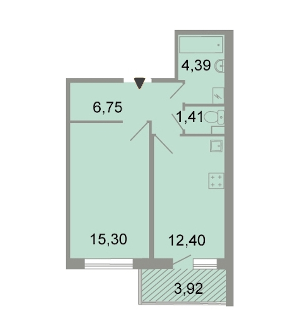 1-комнатная, 42 м² — ЖК ЖК Клёны