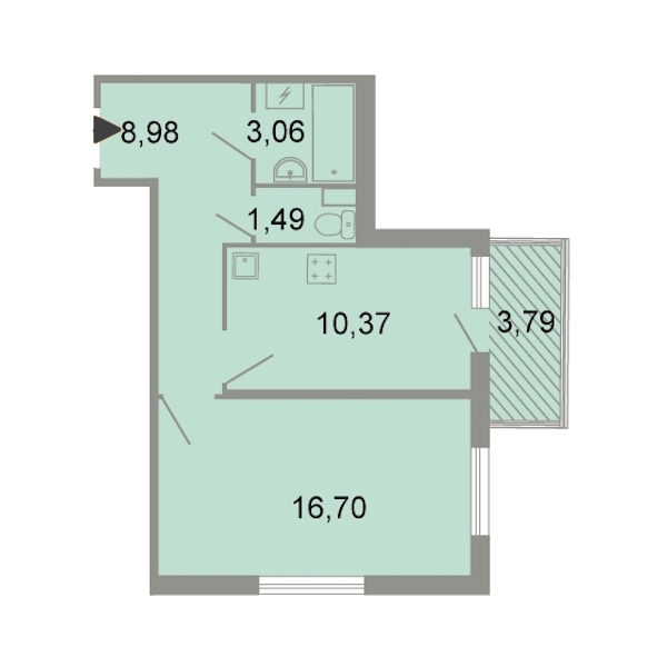 1-комнатная, 43 м² — ЖК ЖК Клёны