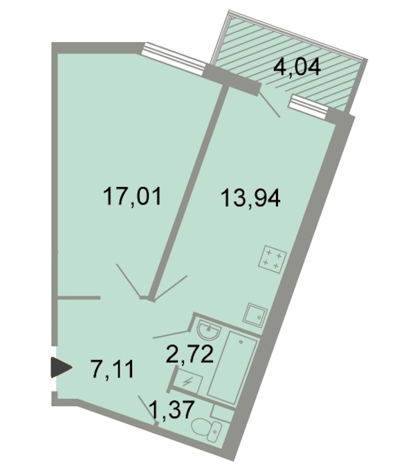 1-комнатная, 43 м² — ЖК ЖК Клёны