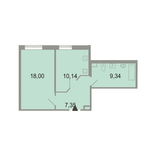 1-комнатная, 45 м² — ЖК ЖК Клёны