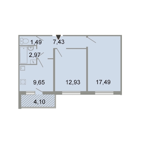 2-комнатная, 53 м² — ЖК ЖК Клёны