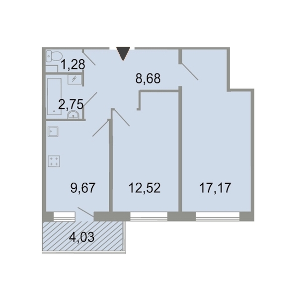 2-комнатная, 54 м² — ЖК ЖК Клёны