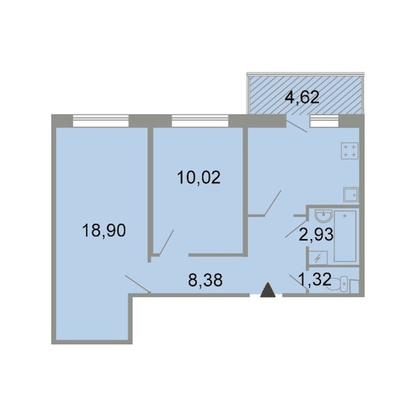2-комнатная, 55 м² — ЖК ЖК Клёны
