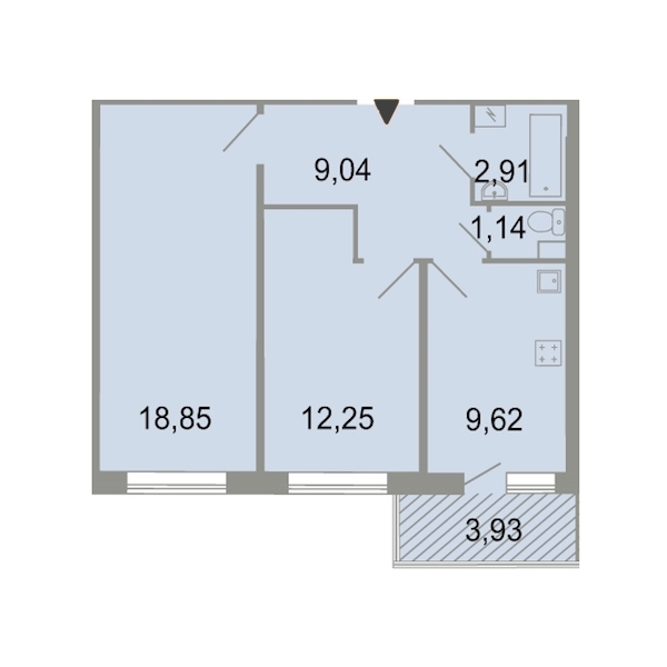 2-комнатная, 56 м² — ЖК ЖК Клёны