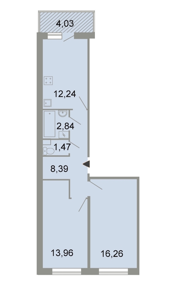 2-комнатная, 57 м² — ЖК ЖК Клёны