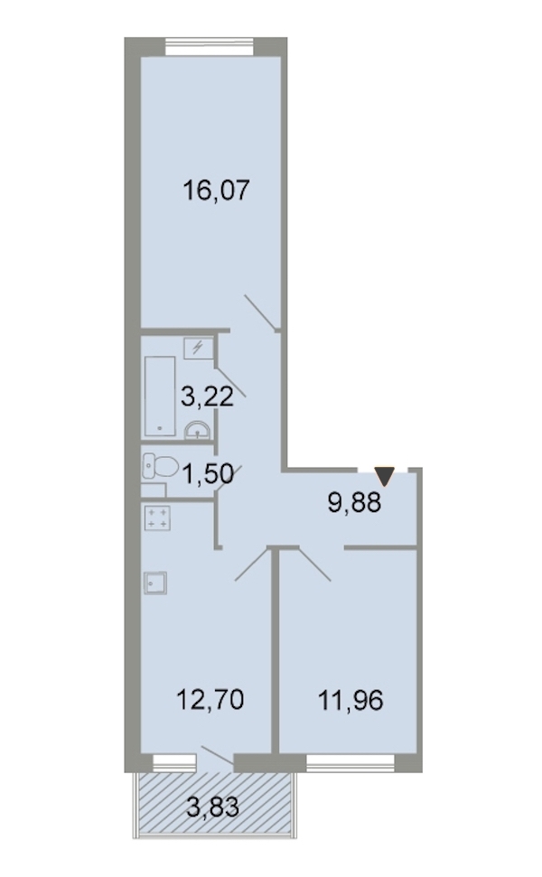 2-комнатная, 57 м² — ЖК ЖК Клёны