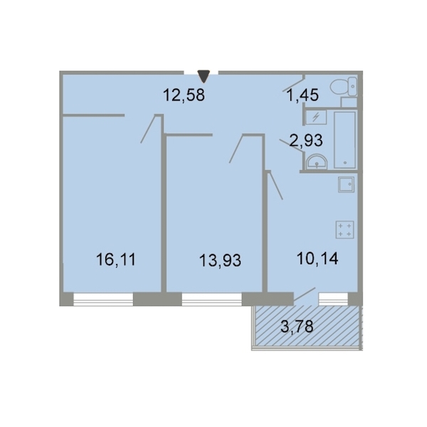 2-комнатная, 59 м² — ЖК ЖК Клёны