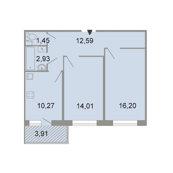2-комнатная, 59 м² — ЖК ЖК Клёны