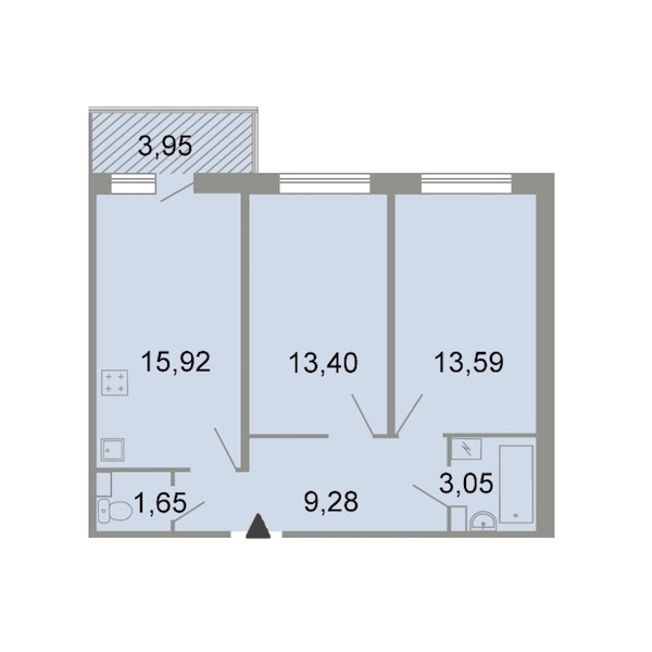 2-комнатная, 59 м² — ЖК ЖК Клёны