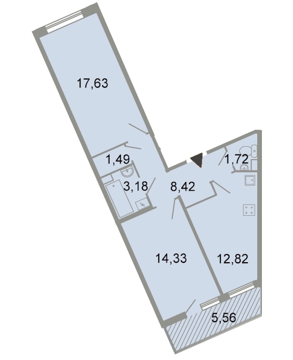 2-комнатная, 61 м² — ЖК ЖК Клёны