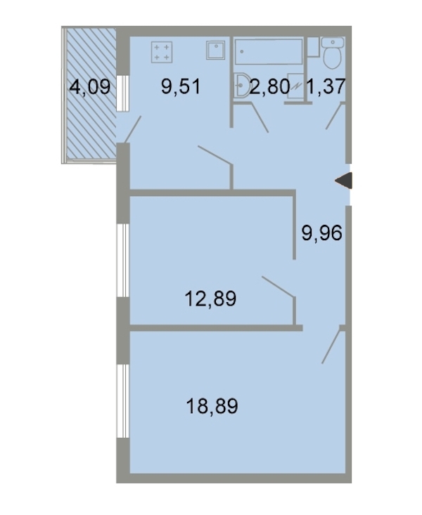 2-комнатная, 61 м² — ЖК ЖК Клёны