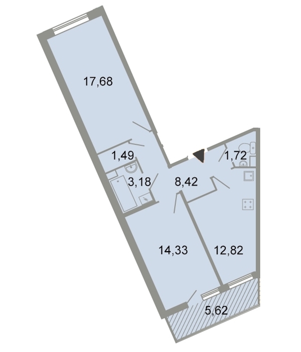 2-комнатная, 62 м² — ЖК ЖК Клёны