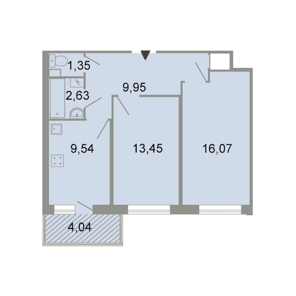 2-комнатная, 63 м² — ЖК ЖК Клёны