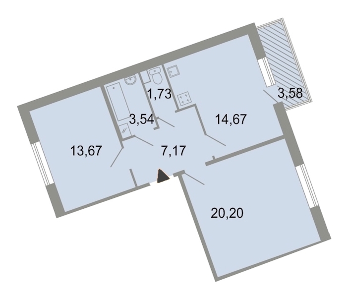 2-комнатная, 63 м² — ЖК ЖК Клёны