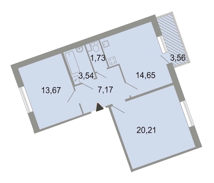2-комнатная, 63 м² — ЖК ЖК Клёны