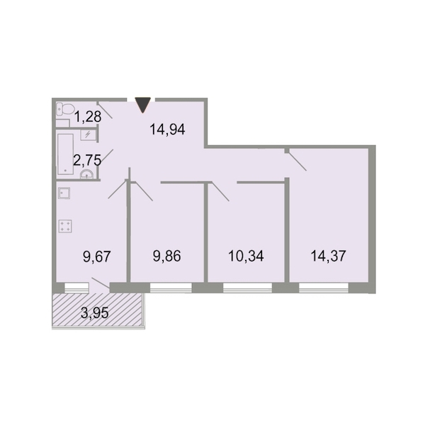2-комнатная, 65 м² — ЖК ЖК Клёны