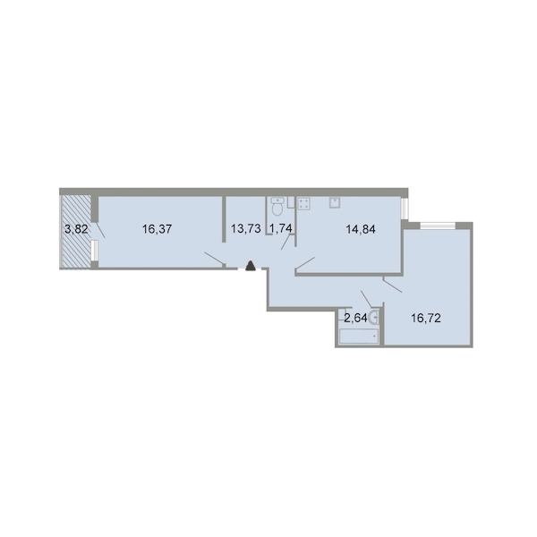 2-комнатная, 67 м² — ЖК ЖК Клёны